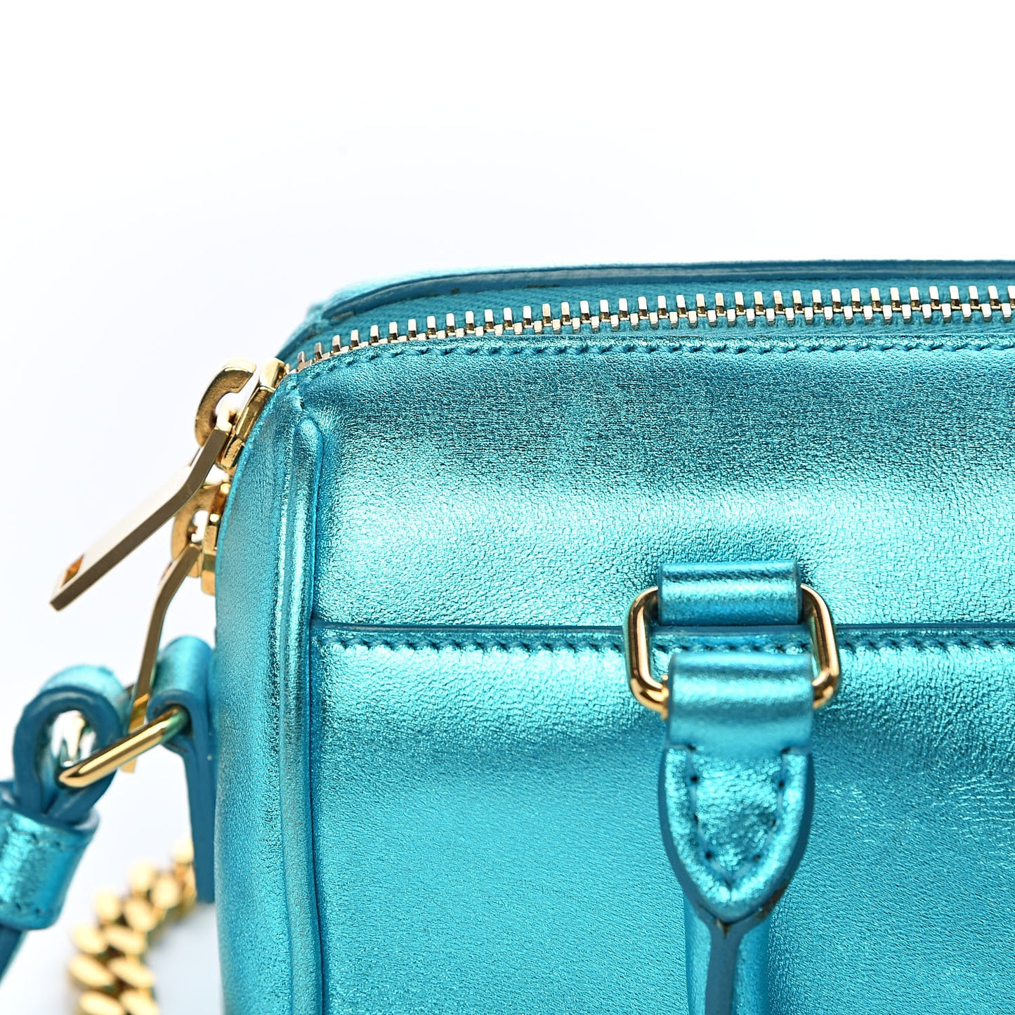 Metallic Lambskin Classic Toy Duffle Blue