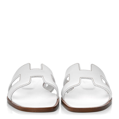 Hermes Box Calfskin Oran Sandals 35.5 White 2 of 10