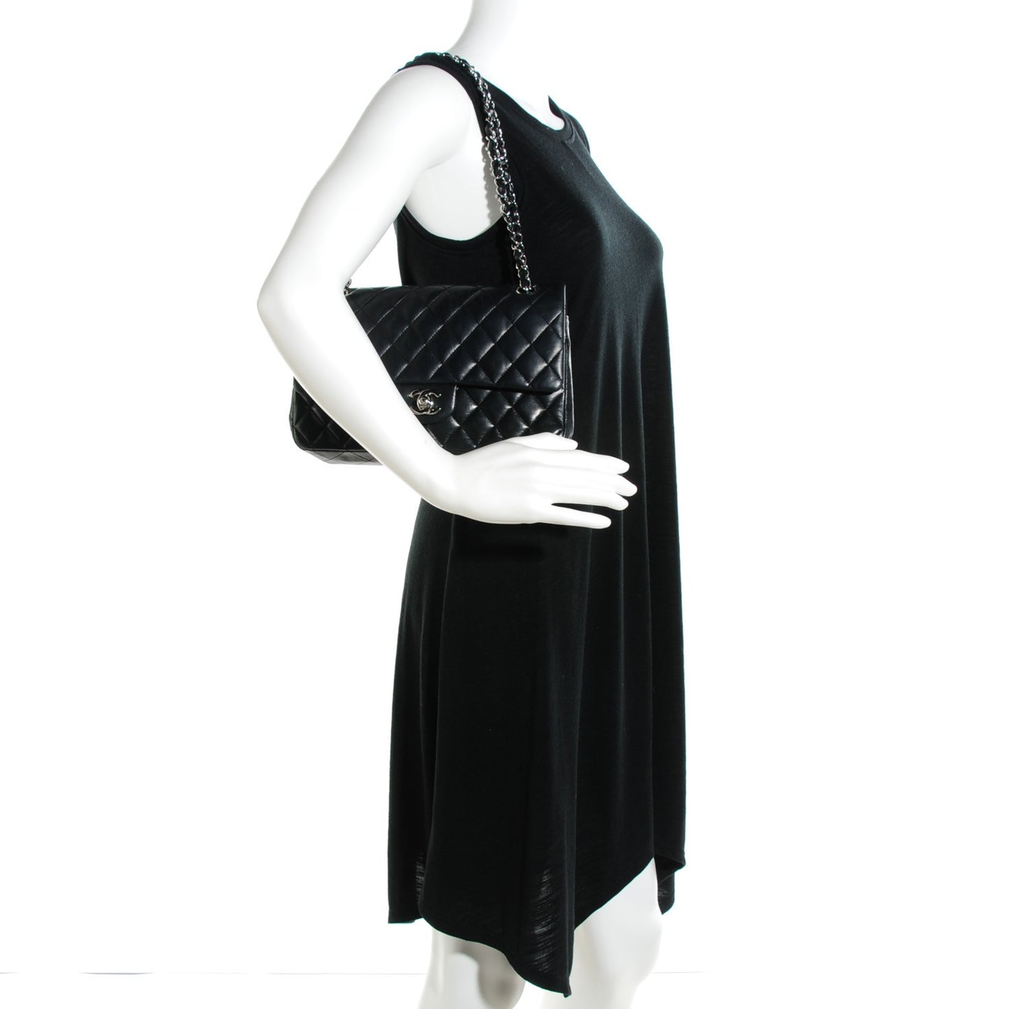 Lambskin Quilted Medium Double Flap Black