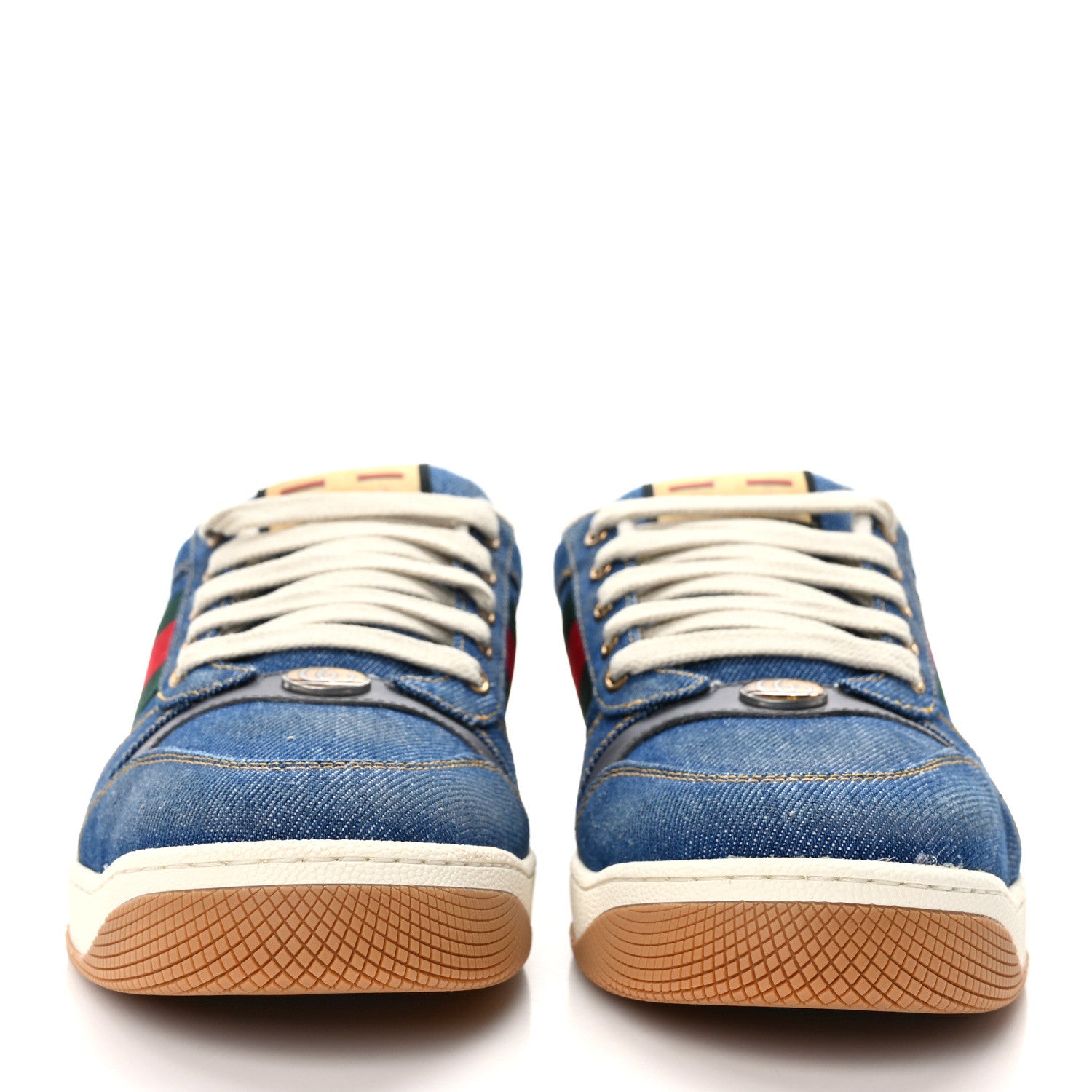 Gucci Denim Calfskin Web Mens Screener Sneakers 8.5 Indigo Blue 2 of 9