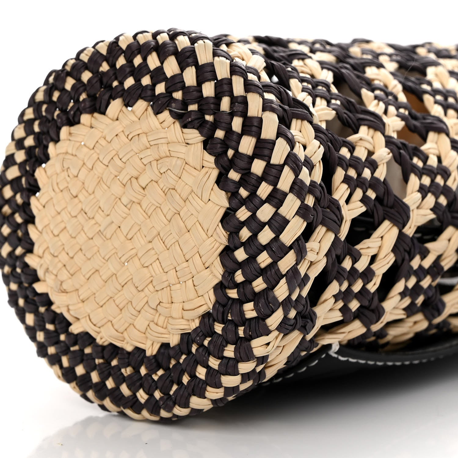 Loewe Calfskin Raffia Paula's Ibiza Pocket Bucket Bag Natural Navy Blue 10 of 10