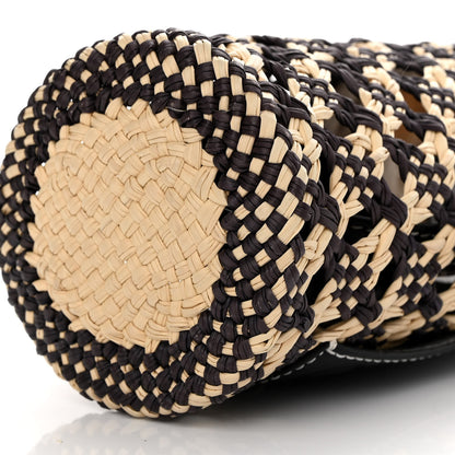 Loewe Calfskin Raffia Paula's Ibiza Pocket Bucket Bag Natural Navy Blue 10 of 10