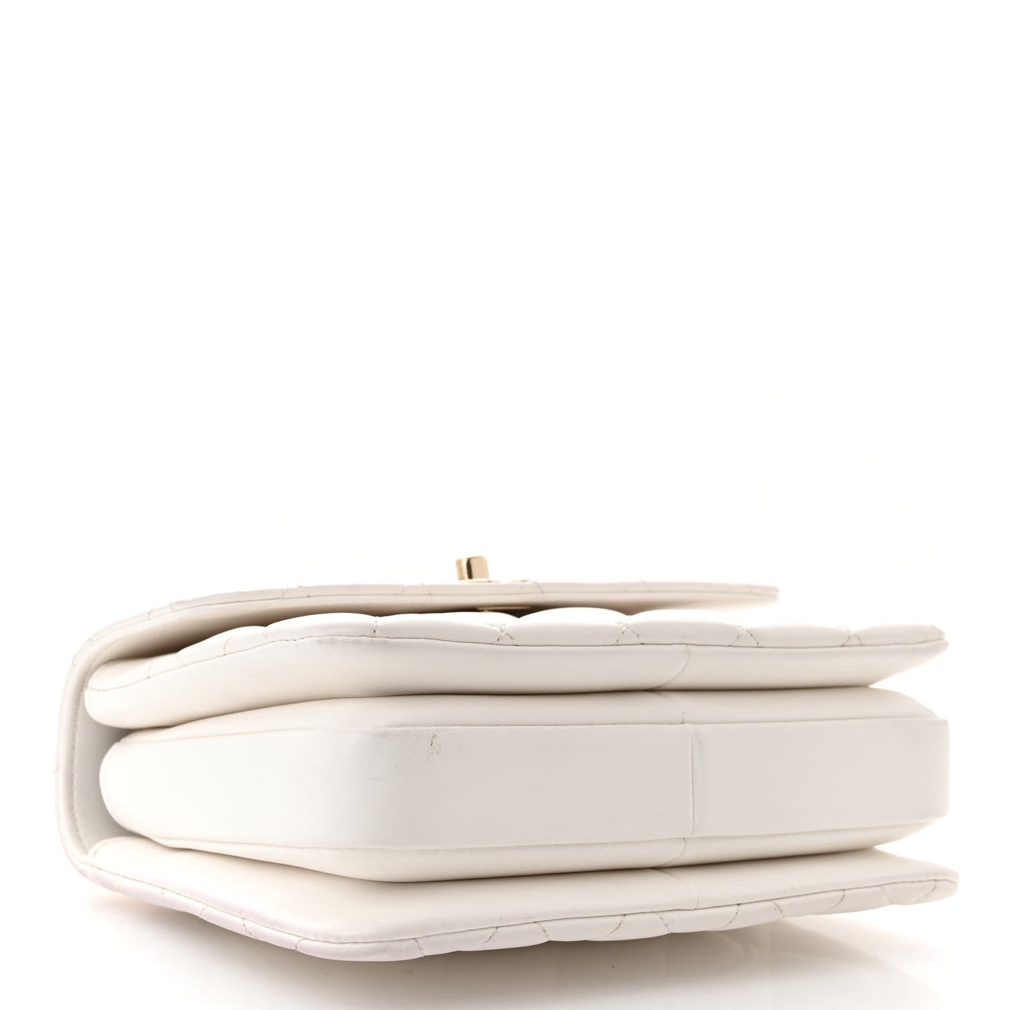 Lambskin Lacquered Quilted Mini Trendy CC Dual Handle Flap Bag White