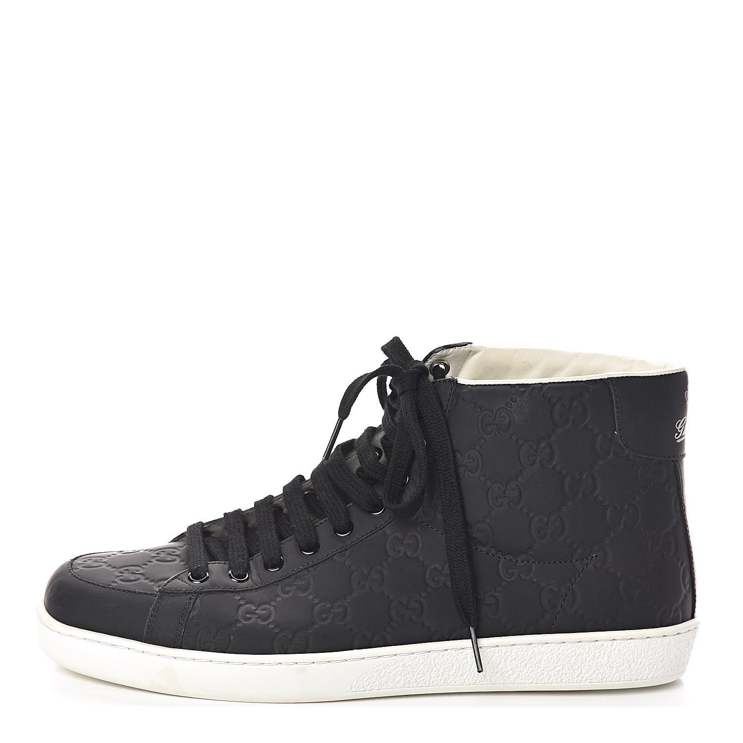 Gucci Rubber Guccissima Mens High Top Sneakers 8.5 Black 1 of 7