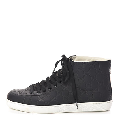 Gucci Rubber Guccissima Mens High Top Sneakers 8.5 Black 1 of 7