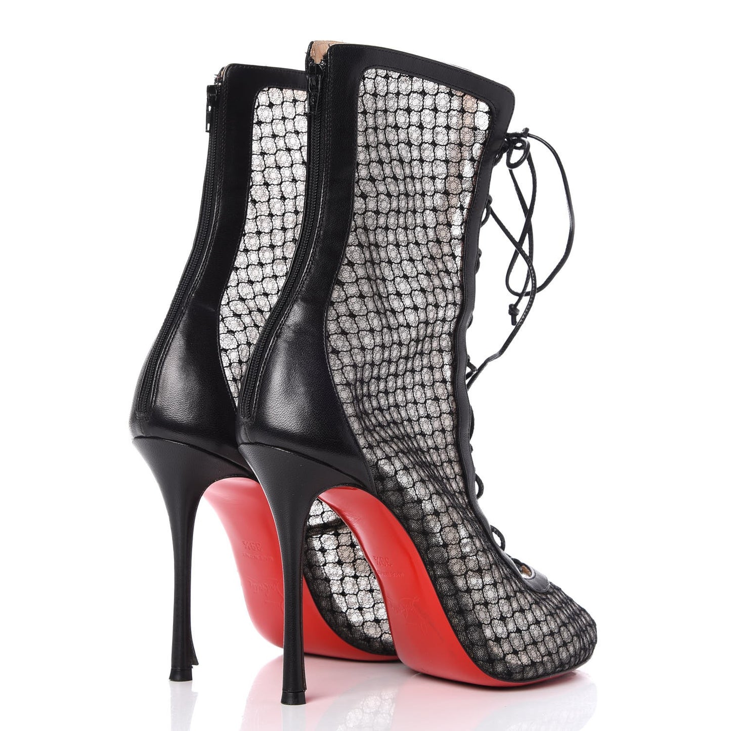 Nappa Fishnet Lace Hotero 100 Ankle Boots 39.5 Black