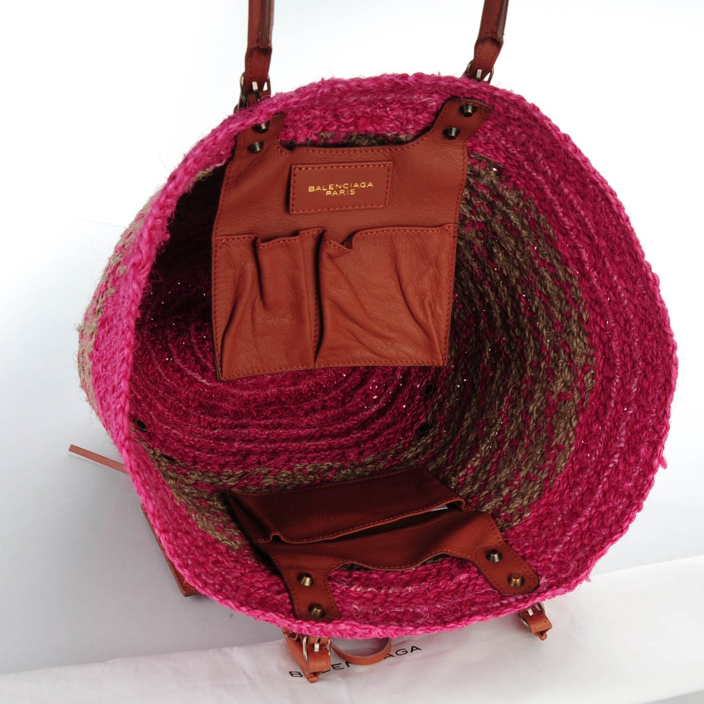 Panier Classic Hardware Basket Tote Pink Natural