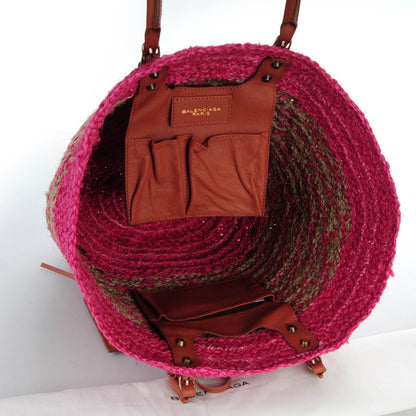 Balenciaga Panier Classic Hardware Basket Tote Pink Natural 5 of 7