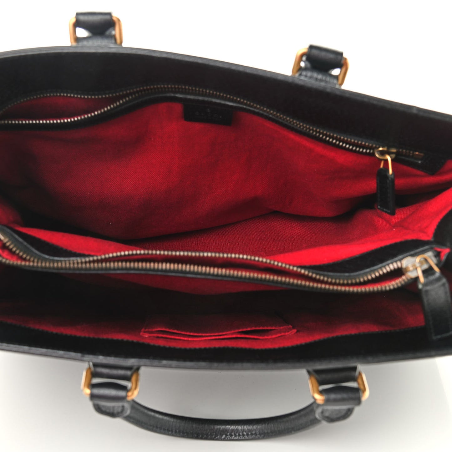 Grained Calfskin Web Top Handle Tote Black