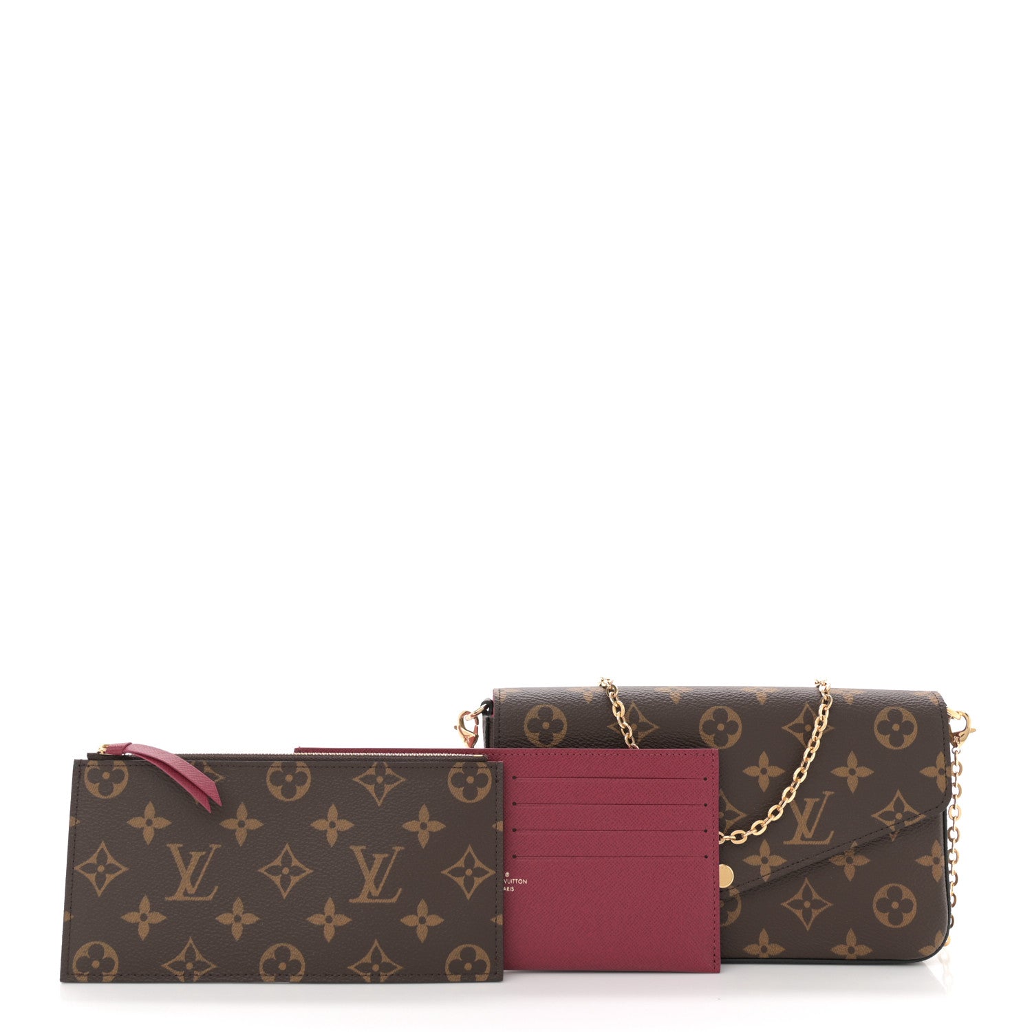 Louis Vuitton Monogram Pochette Felicie Chain Wallet Fuchsia 3 of 11