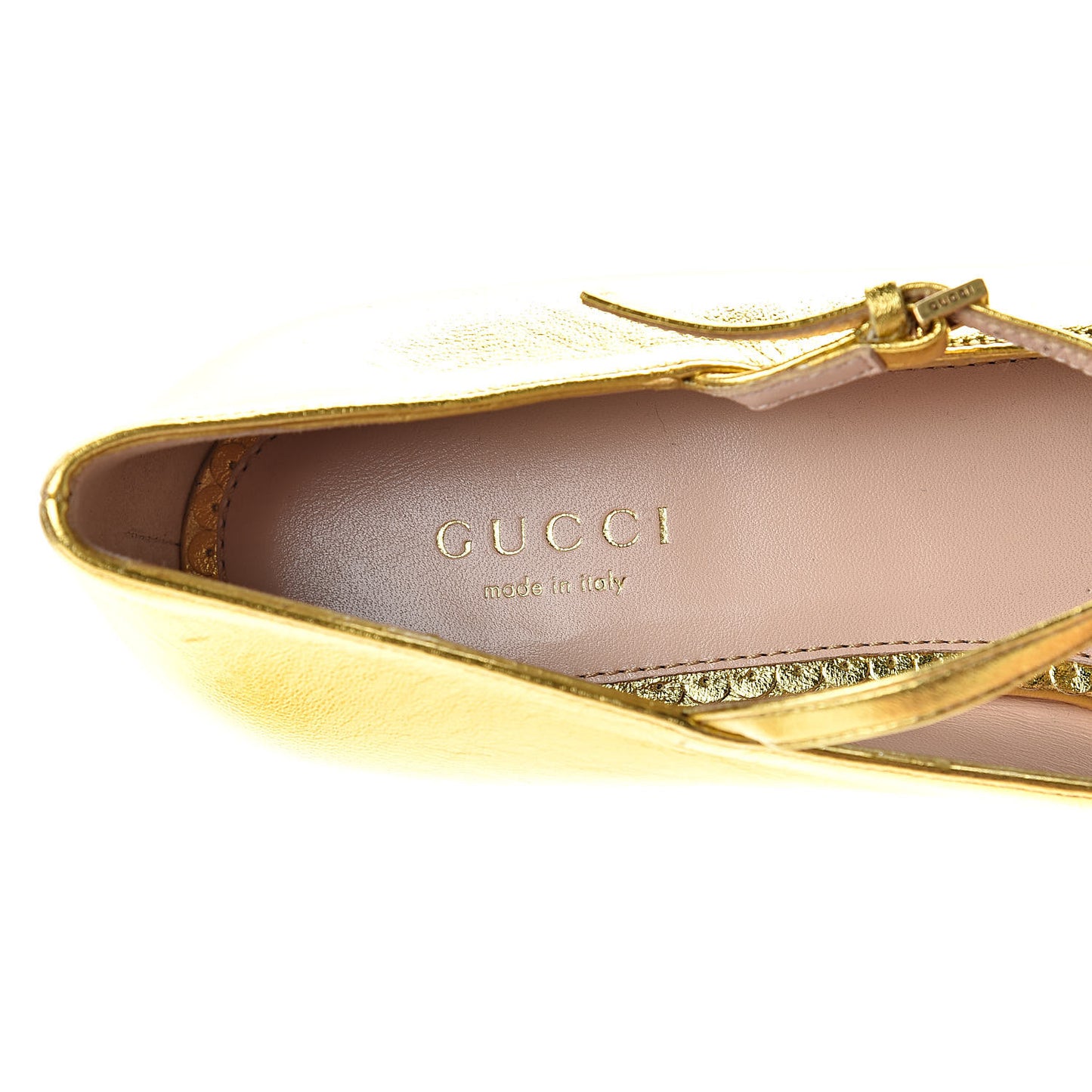 Metallic Nappa Lexi T Strap Ballerina Flats 37 Gold