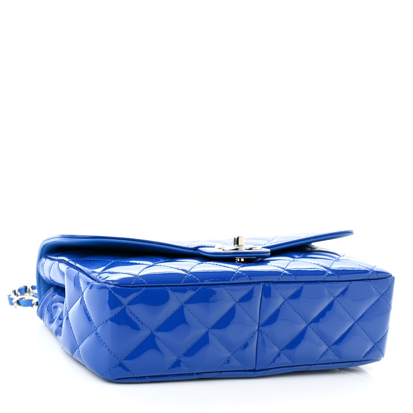 Patent Quilted Large Coco Shine Flap Blue