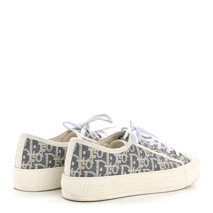 Christian Dior Oblique Chambray Raffia Effect Walk'N'Dior Low Top Sneakers 38 Blue Light Biscuit 5 of 9