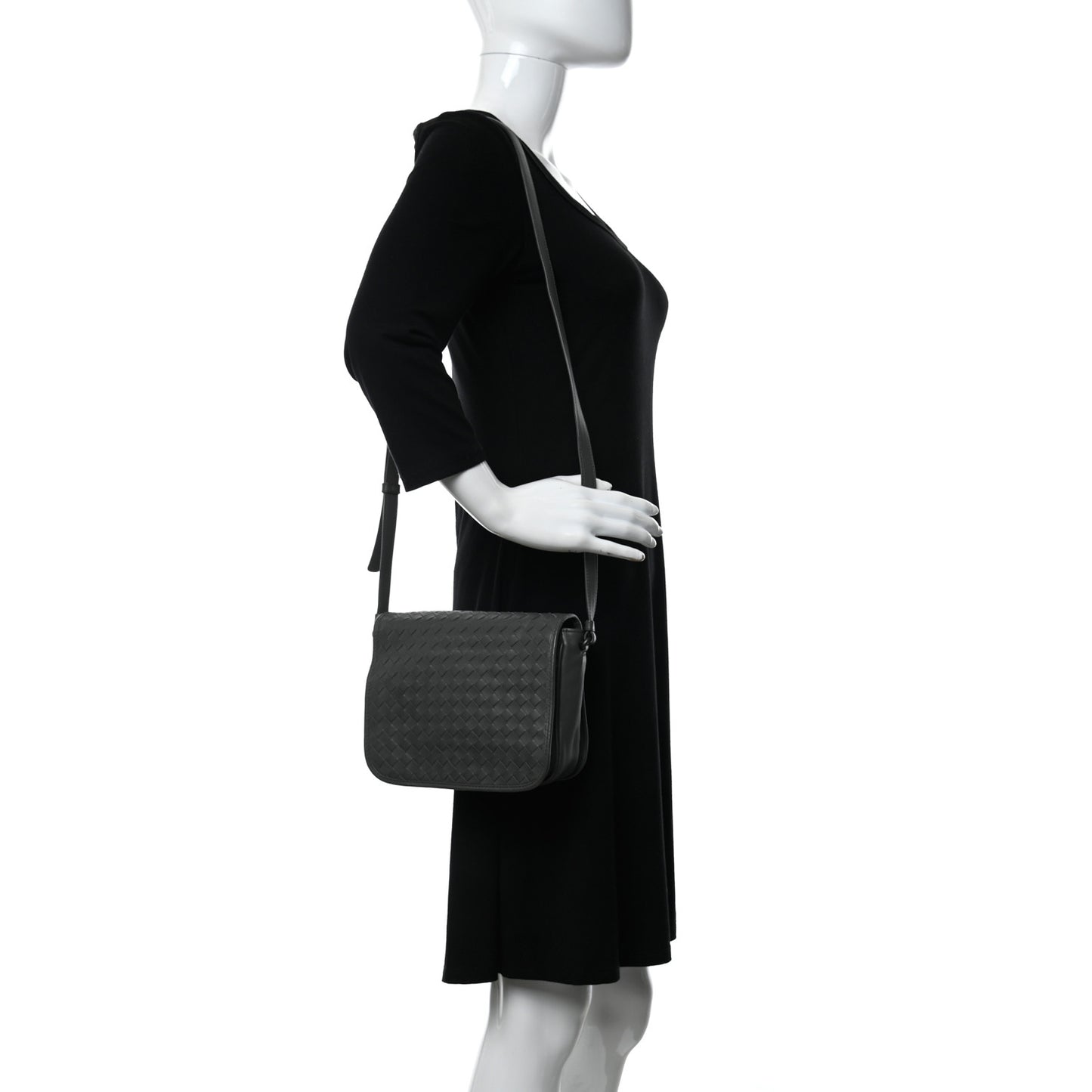 Nappa Intrecciato Flap Crossbody Light Grey