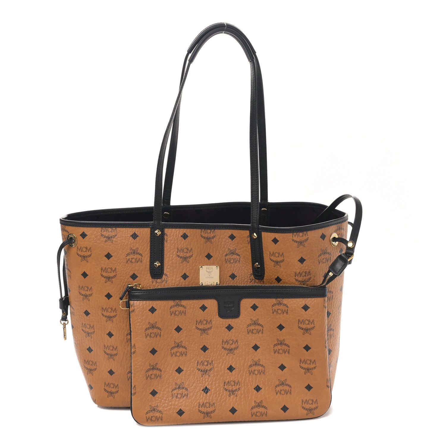 MCM Visetos Medium Project Reversible Shopper Tote Cognac 1 of 14