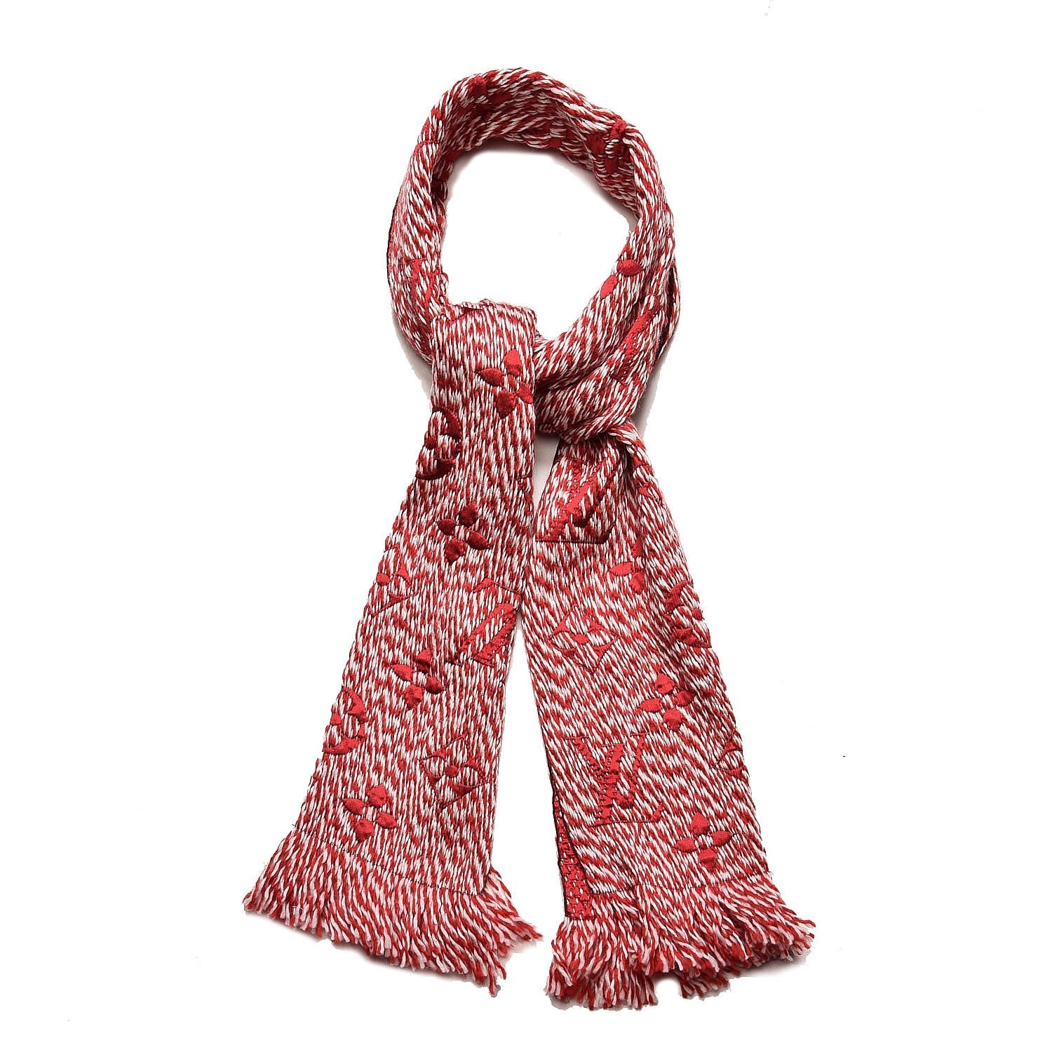 Louis Vuitton Wool Silk Logomania Mix Scarf Coquelicot 1 of 4