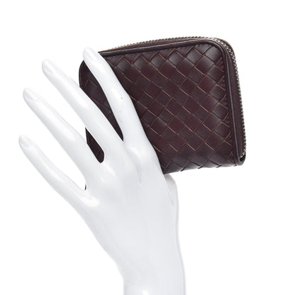Bottega Veneta Nappa Intrecciato Zip Around Coin Purse Aubergine 2 of 8
