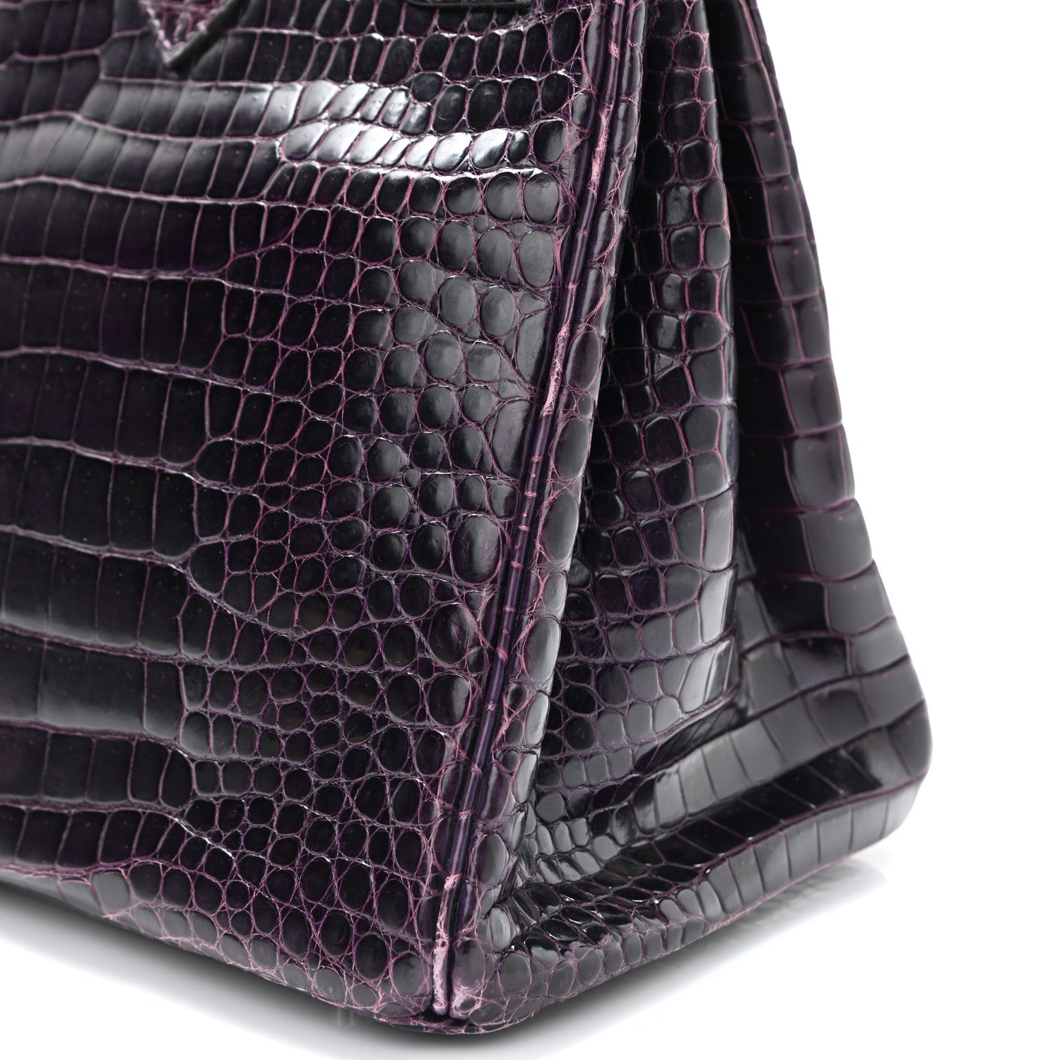 Hermes Shiny Porosus Crocodile Birkin 35 Prunoir 10 of 10