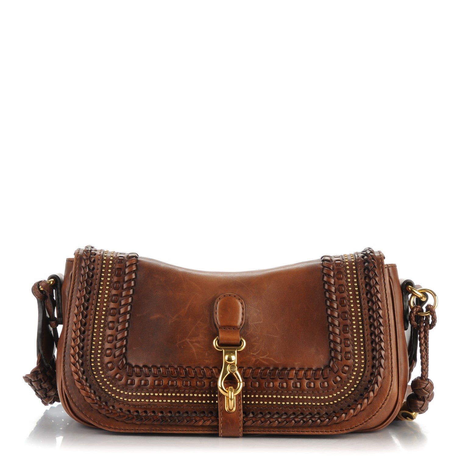 Gucci Calfskin Handmade Medium Flap Shoulder Bag Brown 1 of 7