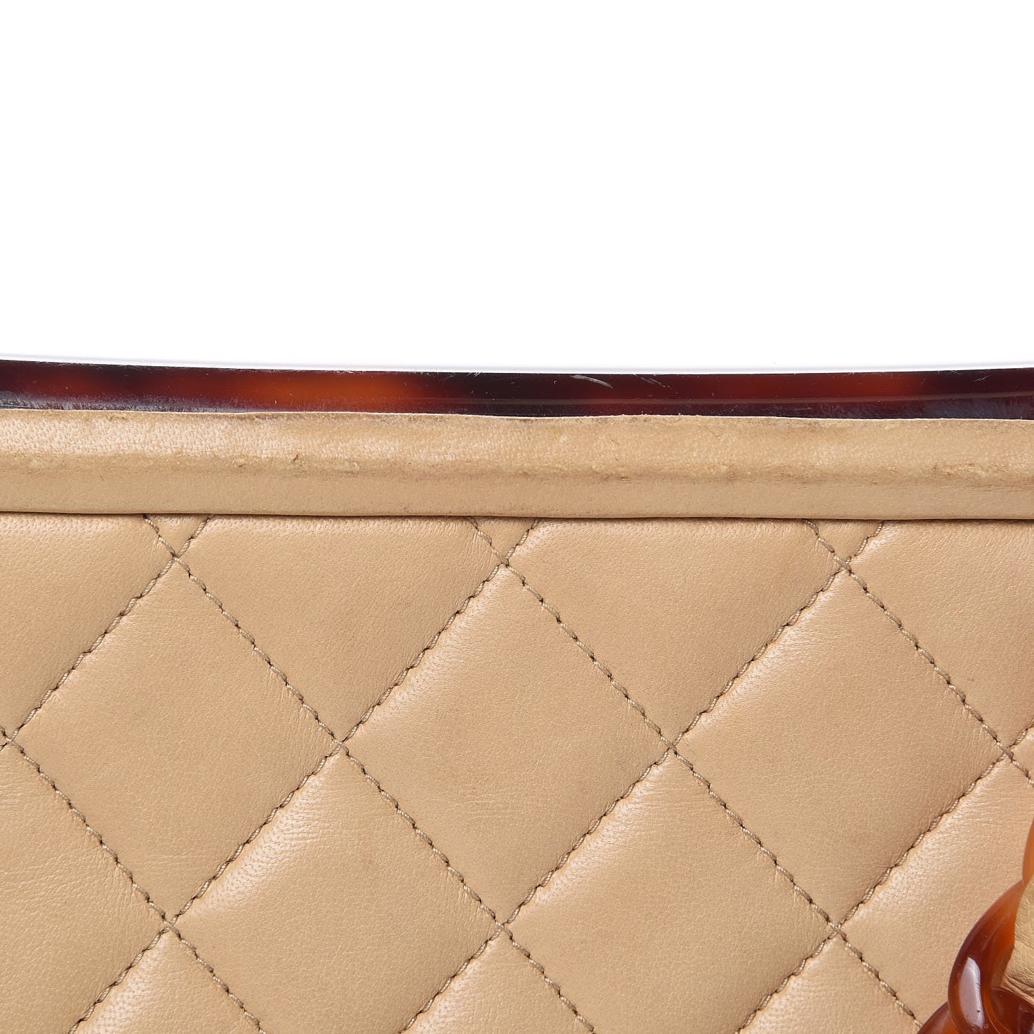 Chanel Lambskin Quilted Tortoise Box Bag Beige 14 of 19
