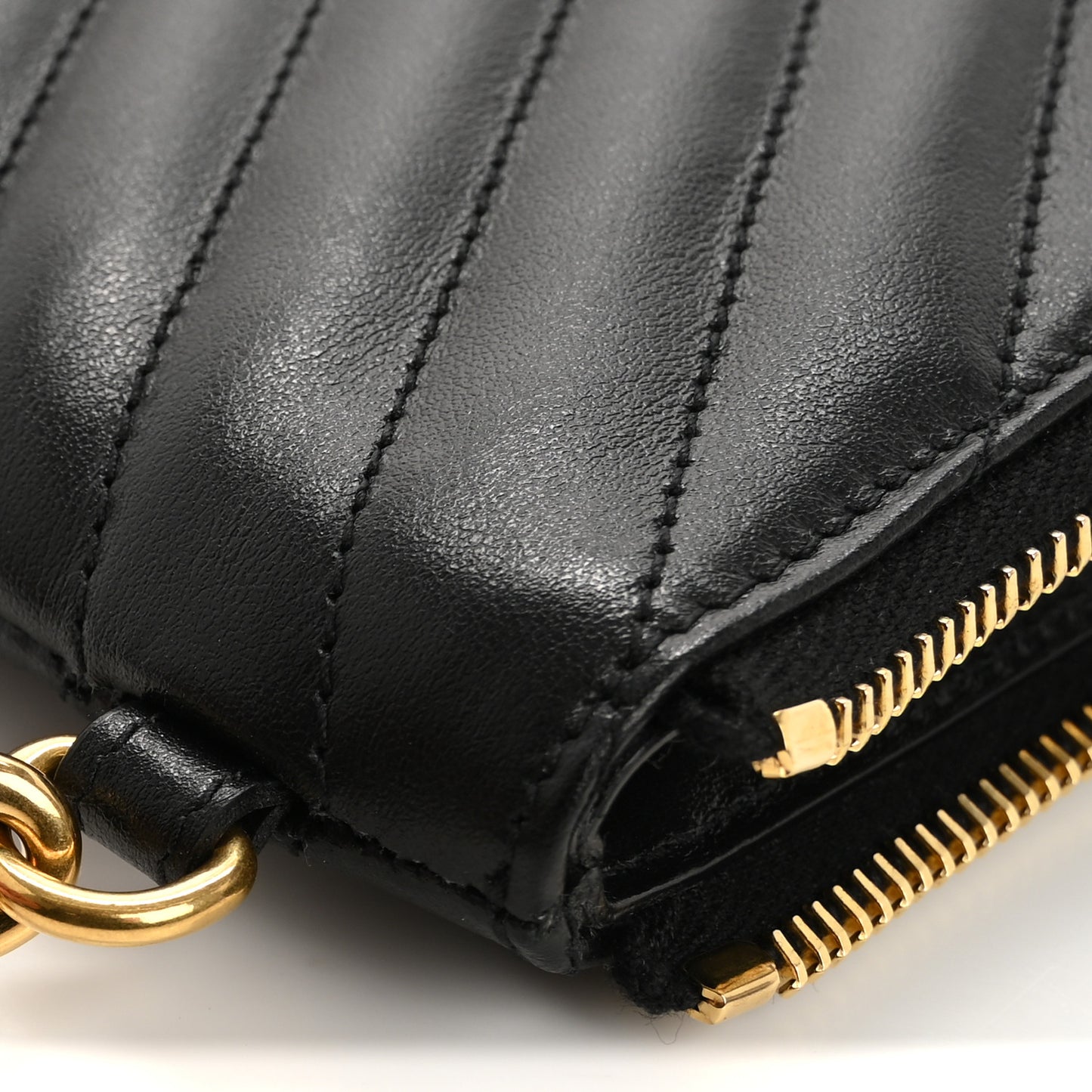 Calfskin Matelasse Chevron Monogram A5 Wristlet Black