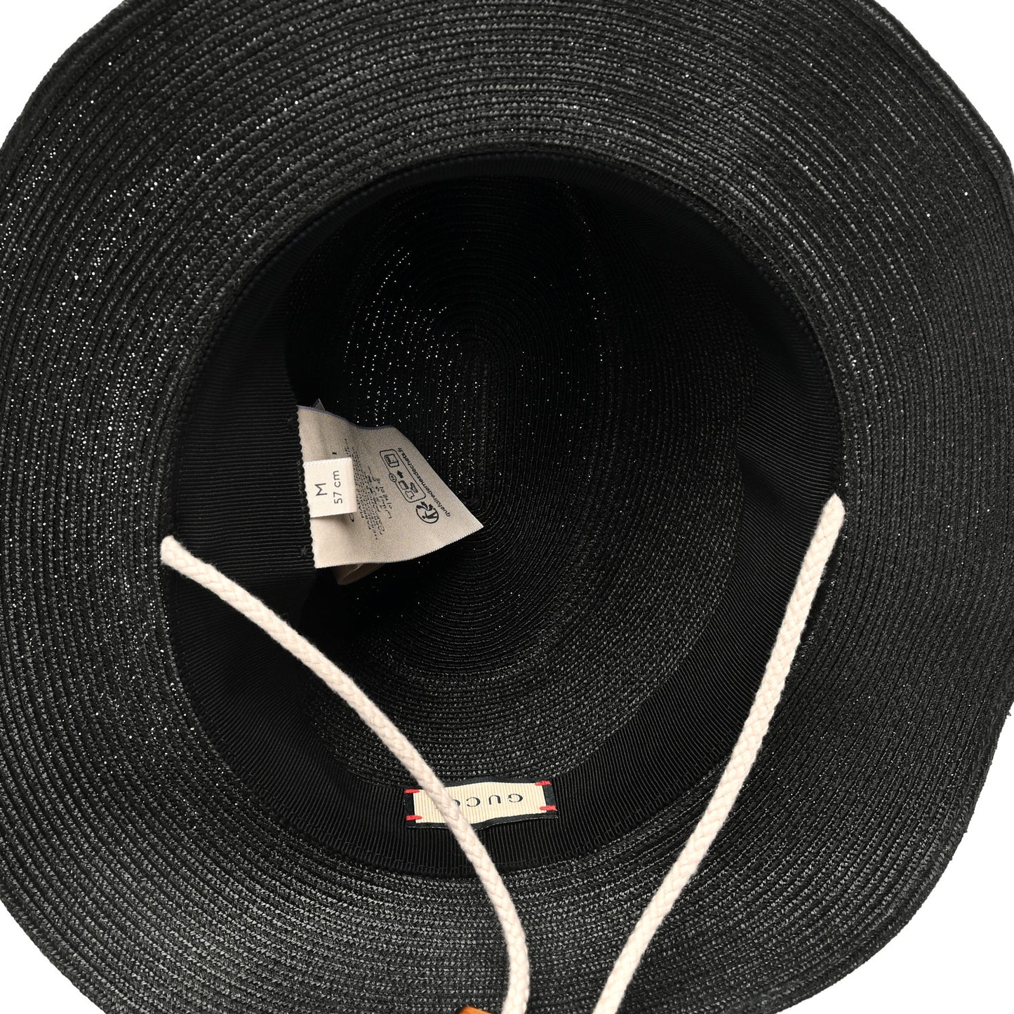 Raffia Bamboo GG Fedora Hat M Black