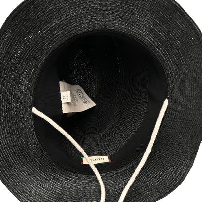 Gucci Raffia Bamboo GG Fedora Hat M Black 7 of 8