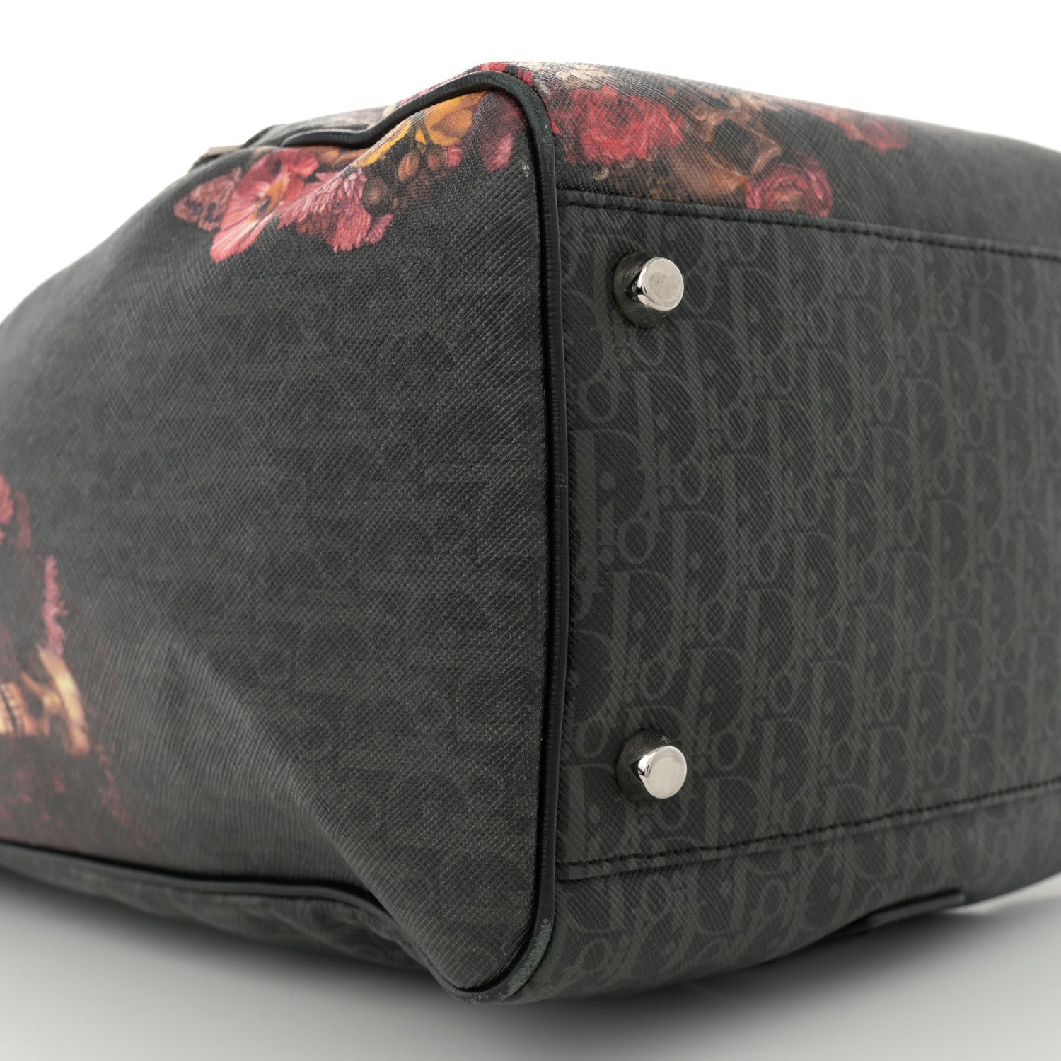 Christian Dior x Toru Kamei Coated Canvas Floral Skull Sling Backpack Grey Multicolor 9 of 11