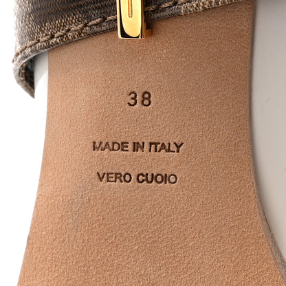 Fendi Glossy Neoprene Glazed Fabric FF FFrame Court Mary Jane Pumps 38 White Tobacco Moro 7 of 8