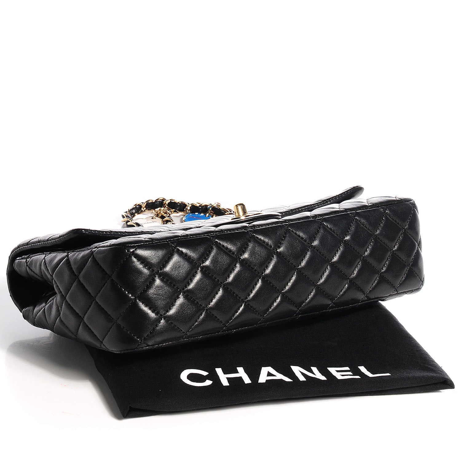 Chanel Lambskin Quilted Valentine Charms Medium Single Flap Black 4 of 8