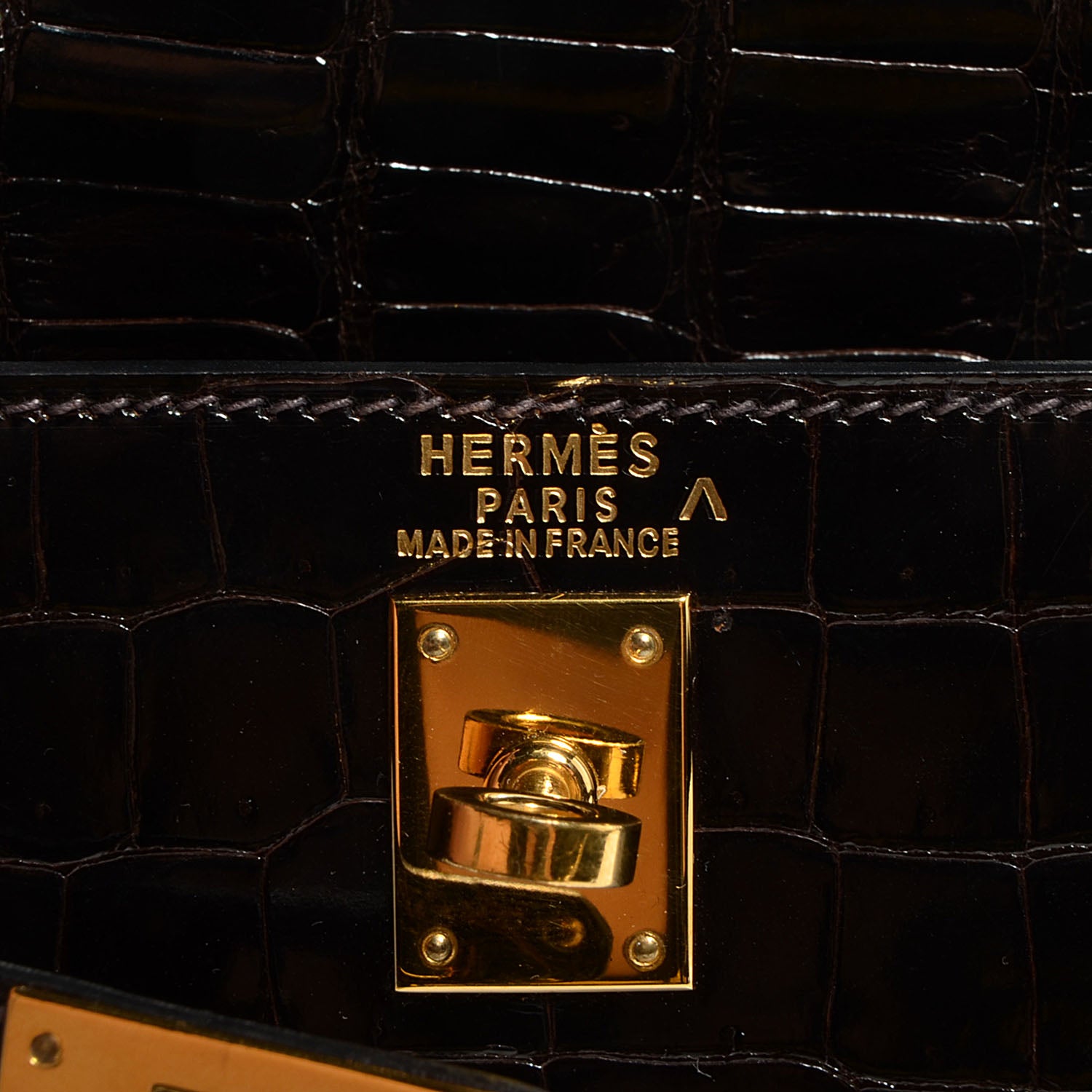 Hermes Shiny Porosus Crocodile Kelly Sellier 25 Cocoan 3 of 28