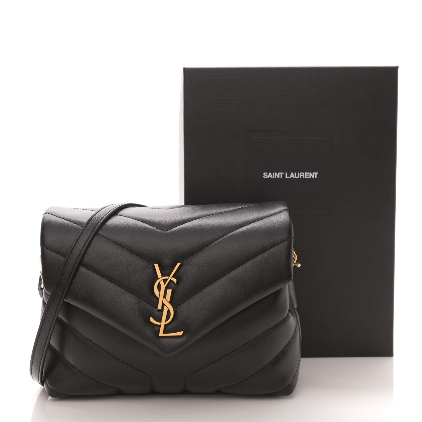 Calfskin Y Quilted Monogram Toy Loulou Crossbody Bag Black
