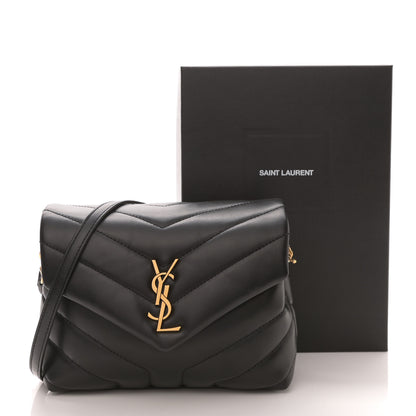 Saint Laurent Calfskin Y Quilted Monogram Toy Loulou Crossbody Bag Black 9 of 9