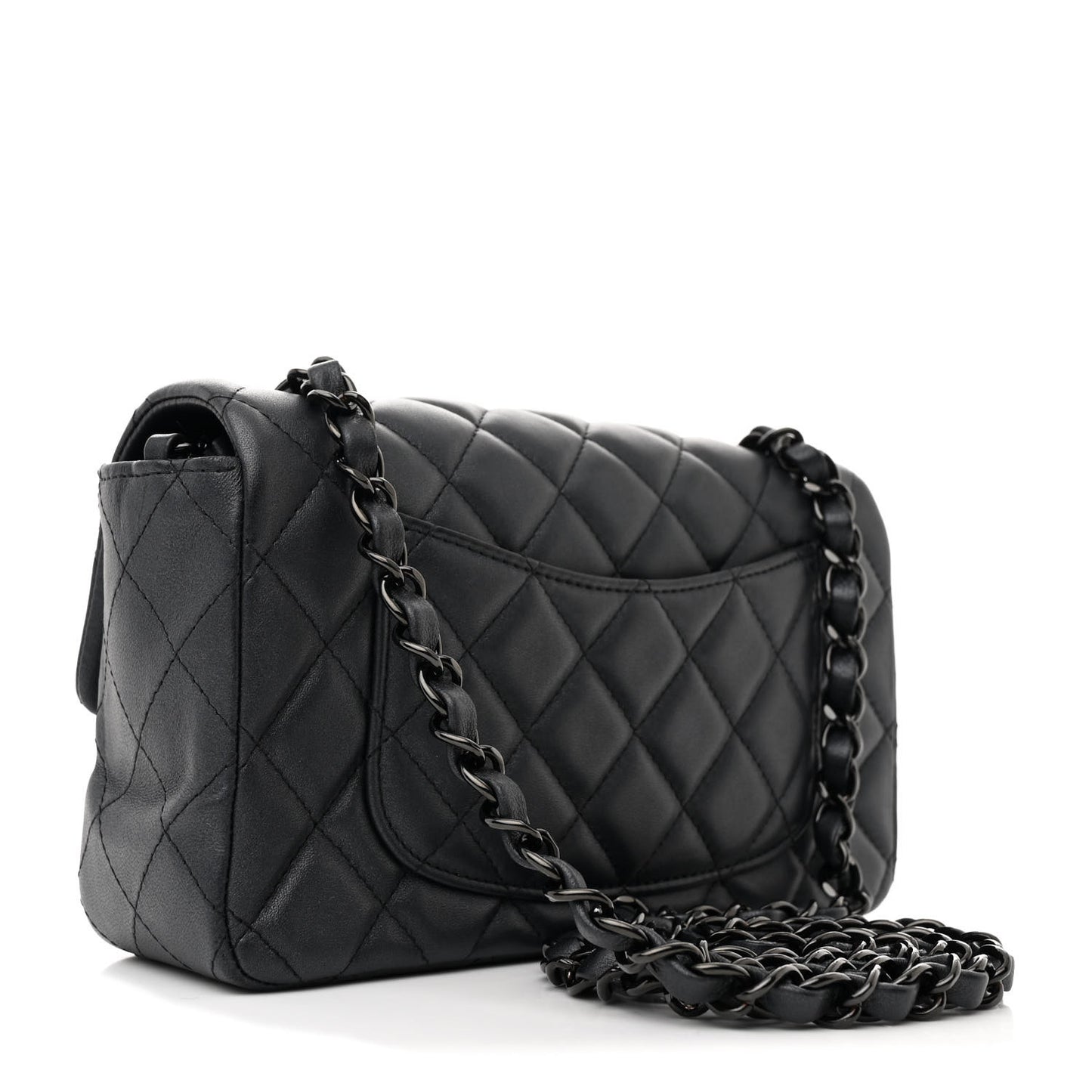 Lambskin Quilted Mini Rectangular Flap So Black