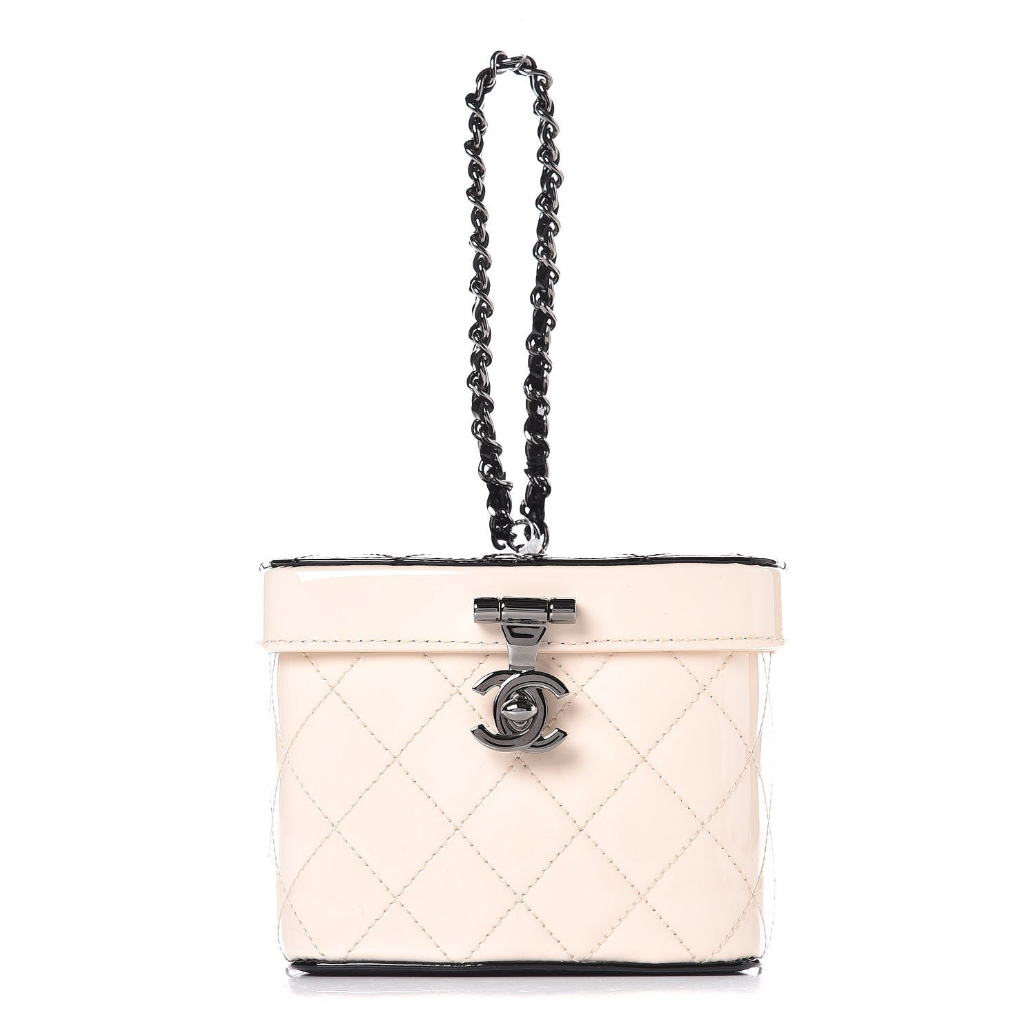 Chanel Patent Calfskin Minaudiere Vanity Case Light Beige Black 1 of 11