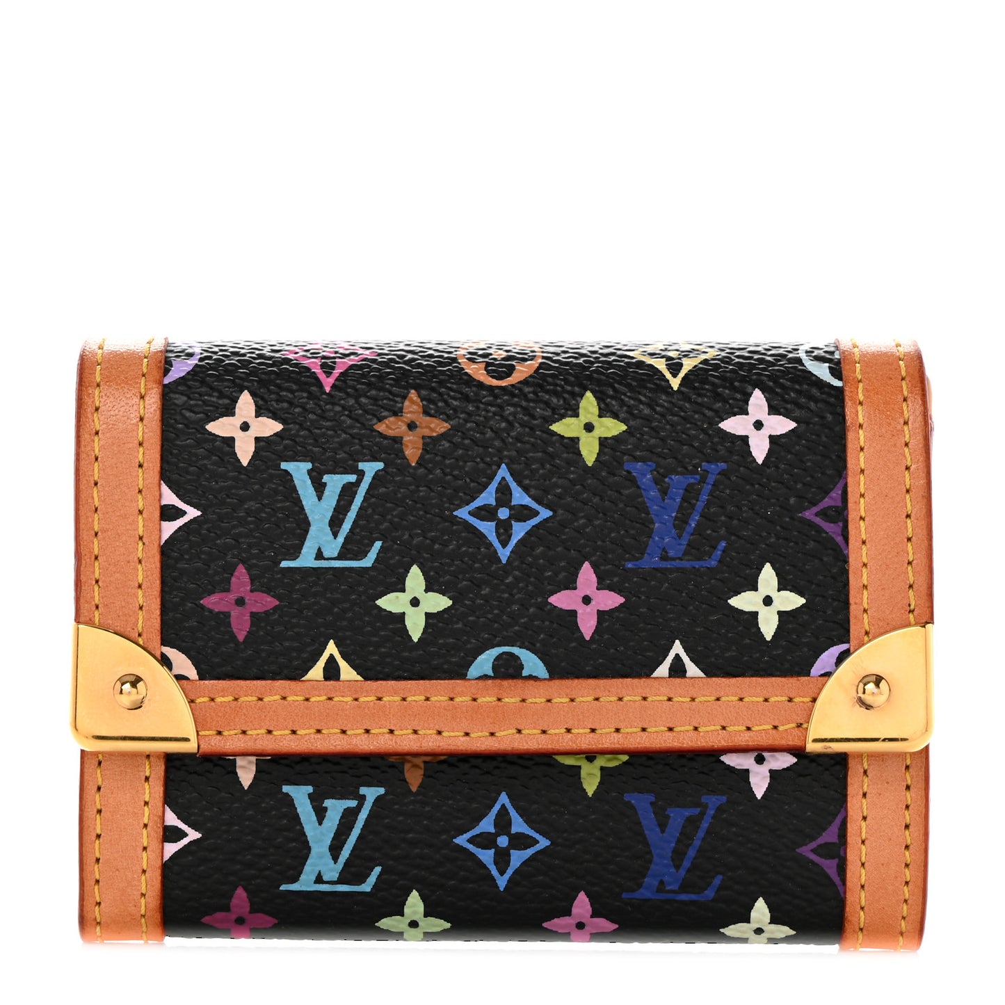 Monogram Multicolor Porte-Monnaie Plat Coin Purse Black