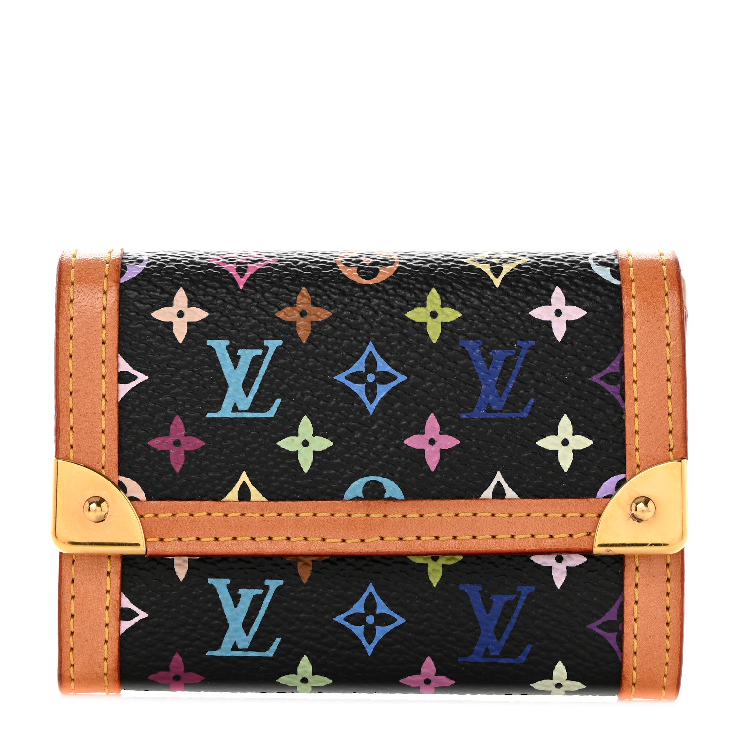 Louis Vuitton Monogram Multicolor Porte-Monnaie Plat Coin Purse Black 1 of 7