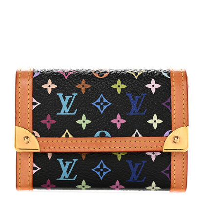 Louis Vuitton Monogram Multicolor Porte-Monnaie Plat Coin Purse Black 1 of 7