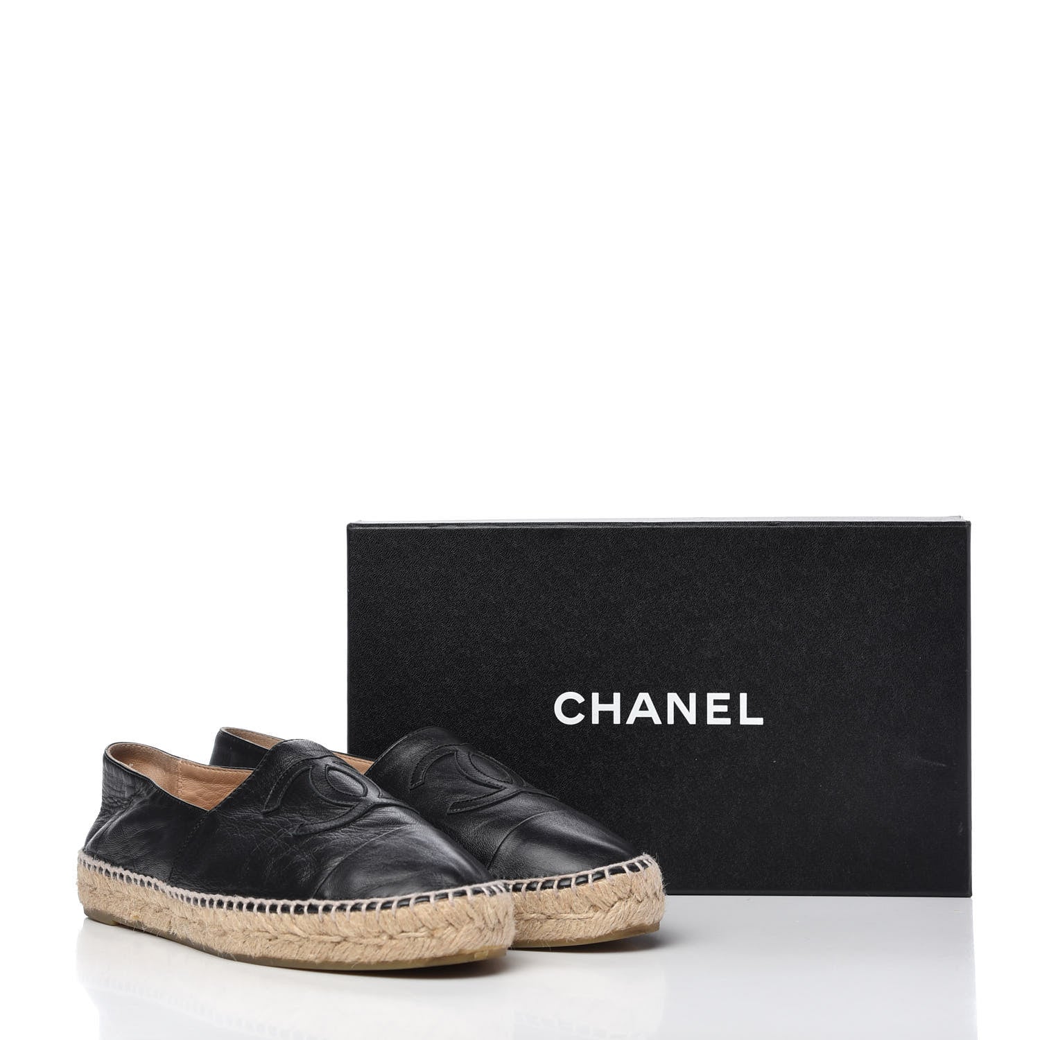 Chanel Lambskin CC Espadrilles 40 Black 9 of 9