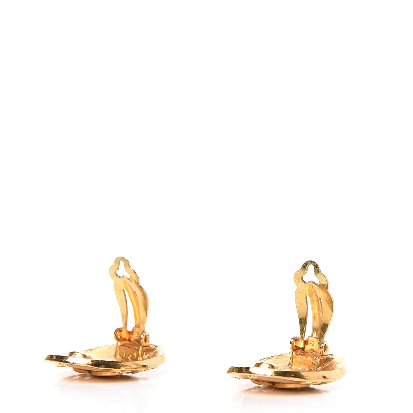 Oval CC Clip On Earrings Gold