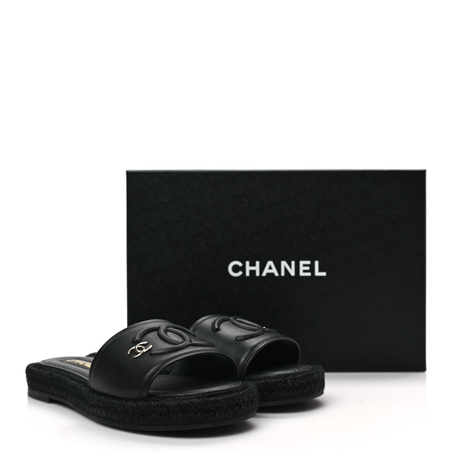 Lambskin Espadrille Mule Sandals 38 Black