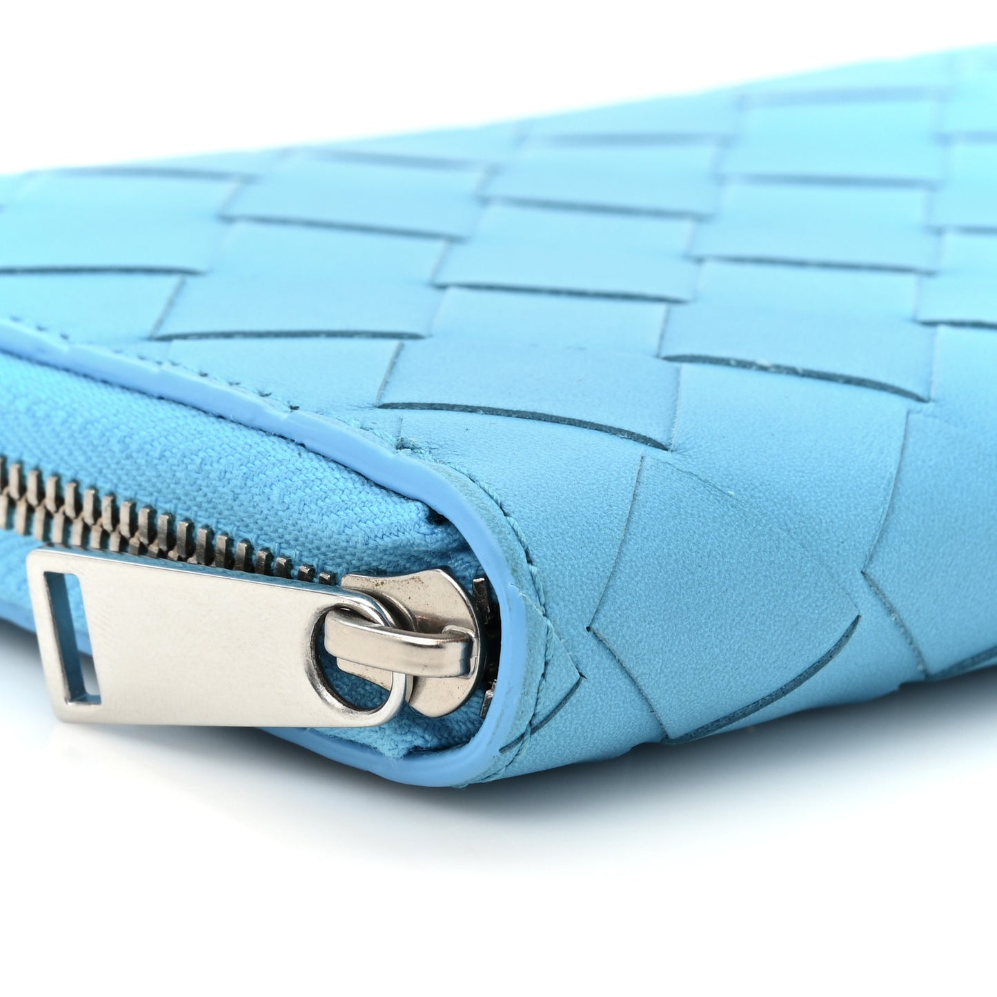 Nappa Intrecciato Zip Around Wallet Sky Blue