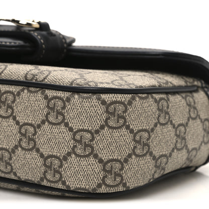 Gucci GG Supreme Monogram Horsebit 1955 Small Soft Top Handle Shoulder Bag Beige Black 10 of 12