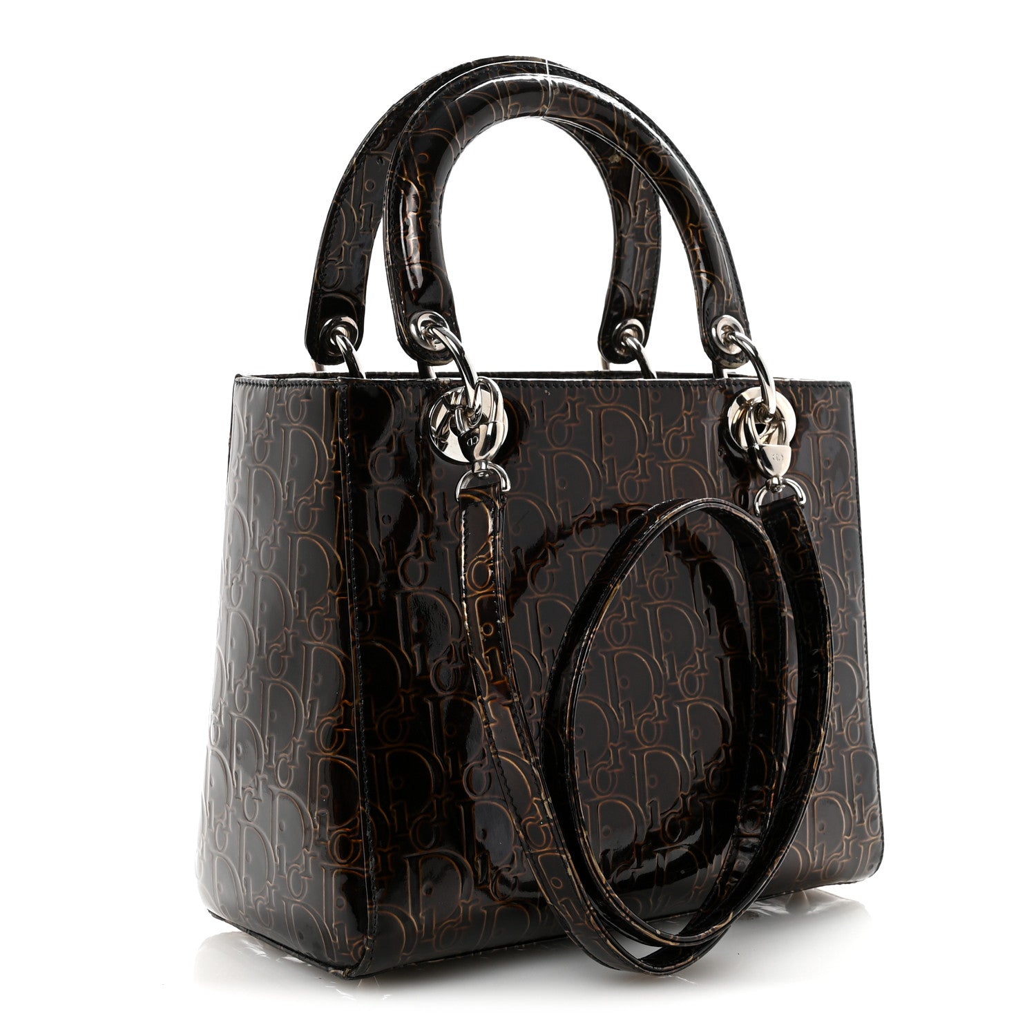 Christian Dior Patent Ultimate Medium Lady Dior Brown 3 of 9