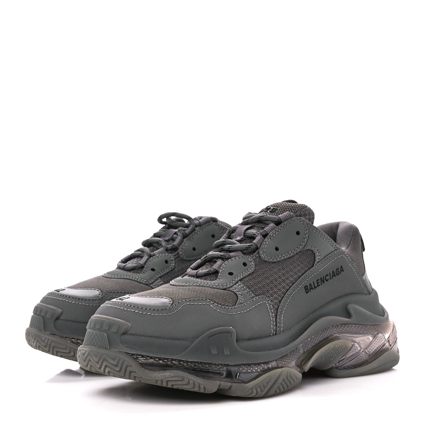 Fabric Mesh Clear Sole Fluo Mens Triple S Sneakers 42 Grey Black