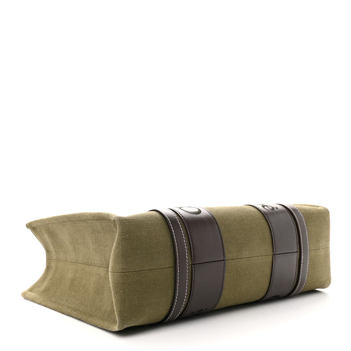 Linen Calfskin Medium Woody Tote Warm Green