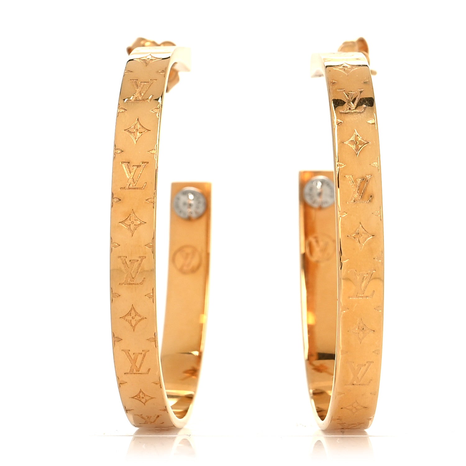 Louis Vuitton Metal Nanogram Hoop Earrings Gold 1 of 6