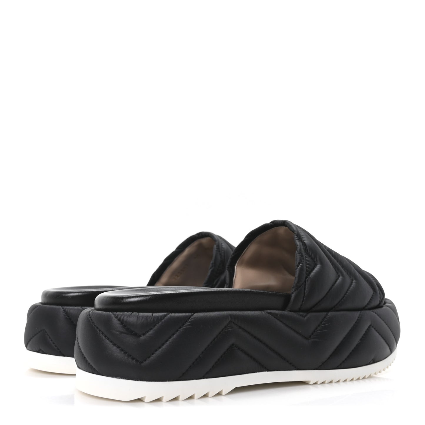 Nylon Cora Matelasse Angelina Platform 55mm Slide Sandals 40 Black
