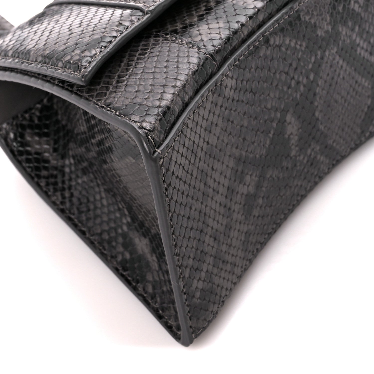 Balenciaga Shiny Calfskin Python Effect Small Hourglass Top Handle Bag Dark Grey Black 11 of 13