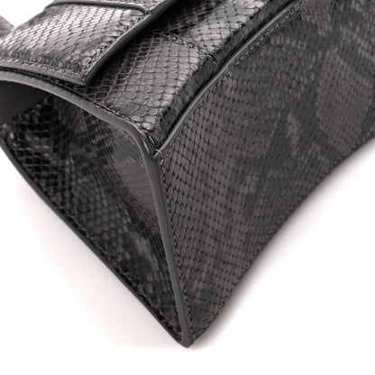Balenciaga Shiny Calfskin Python Effect Small Hourglass Top Handle Bag Dark Grey Black 11 of 13